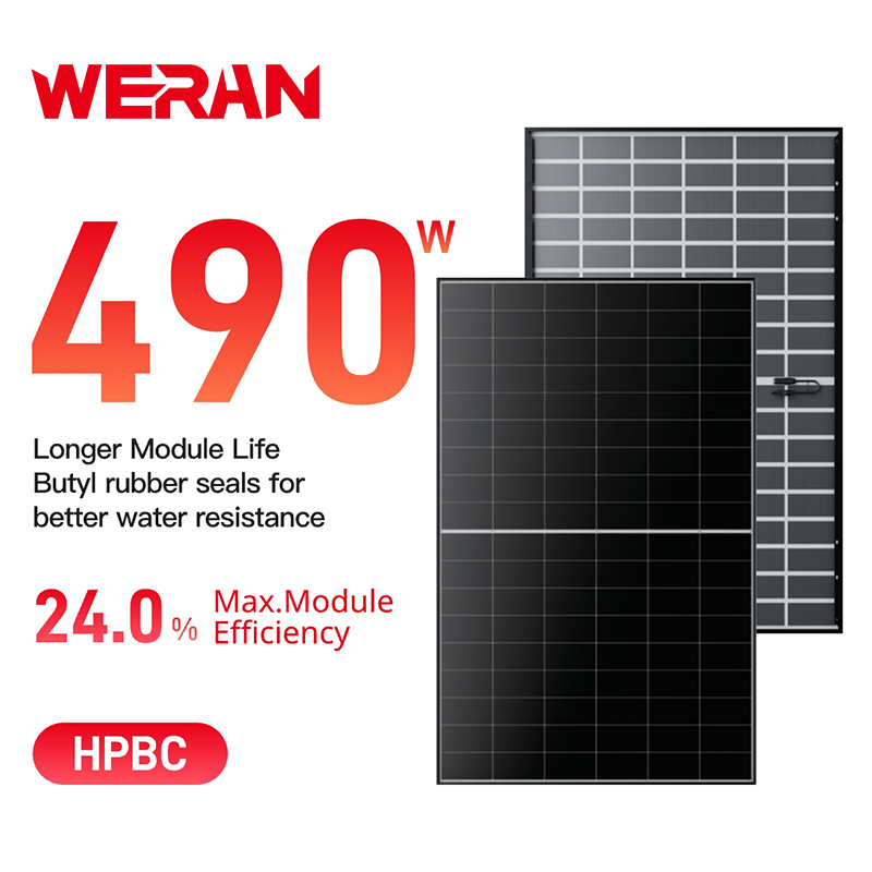 WERAN EcoLife 480-490W Dwi Kaca BC Panel Suria LR7-54HJD Modul PV Kediaman Tertinggi